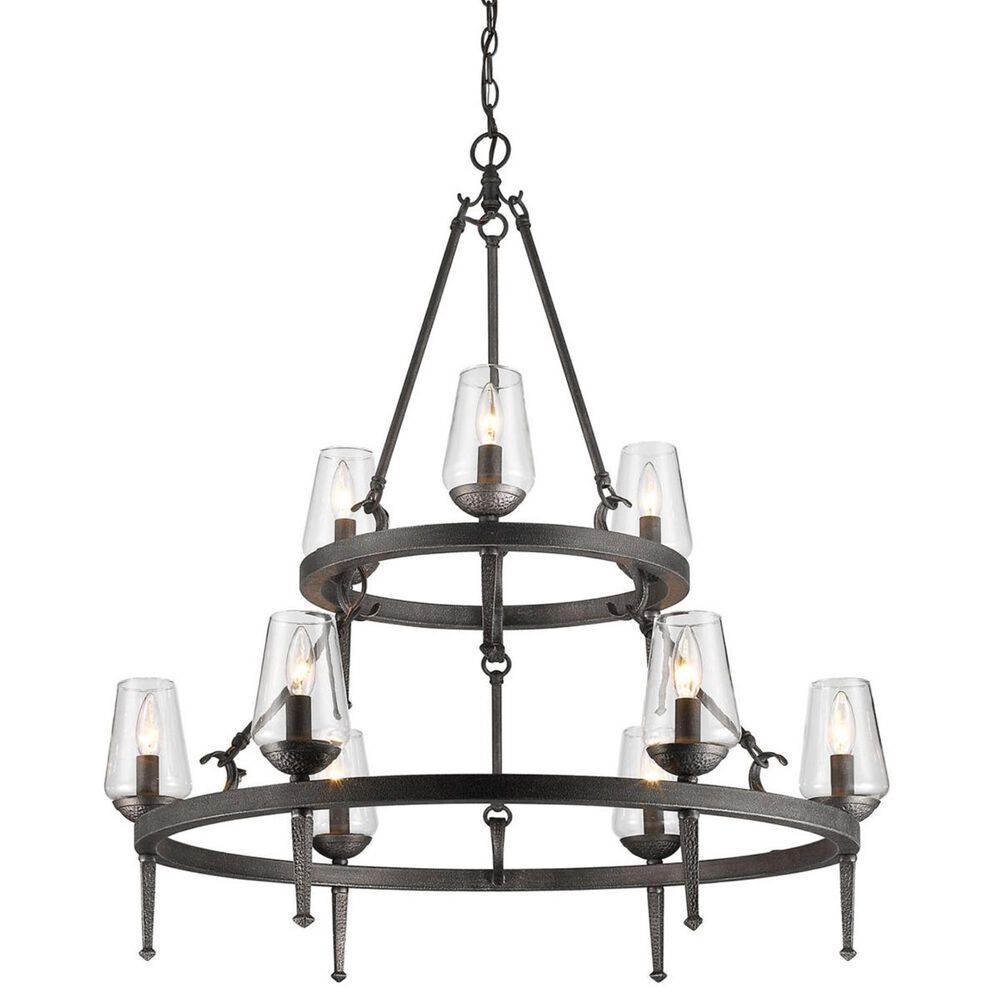 Golden Lighting Marcellis 9-Light 2-Tier Chandelier in Dark Natural Iron, , large