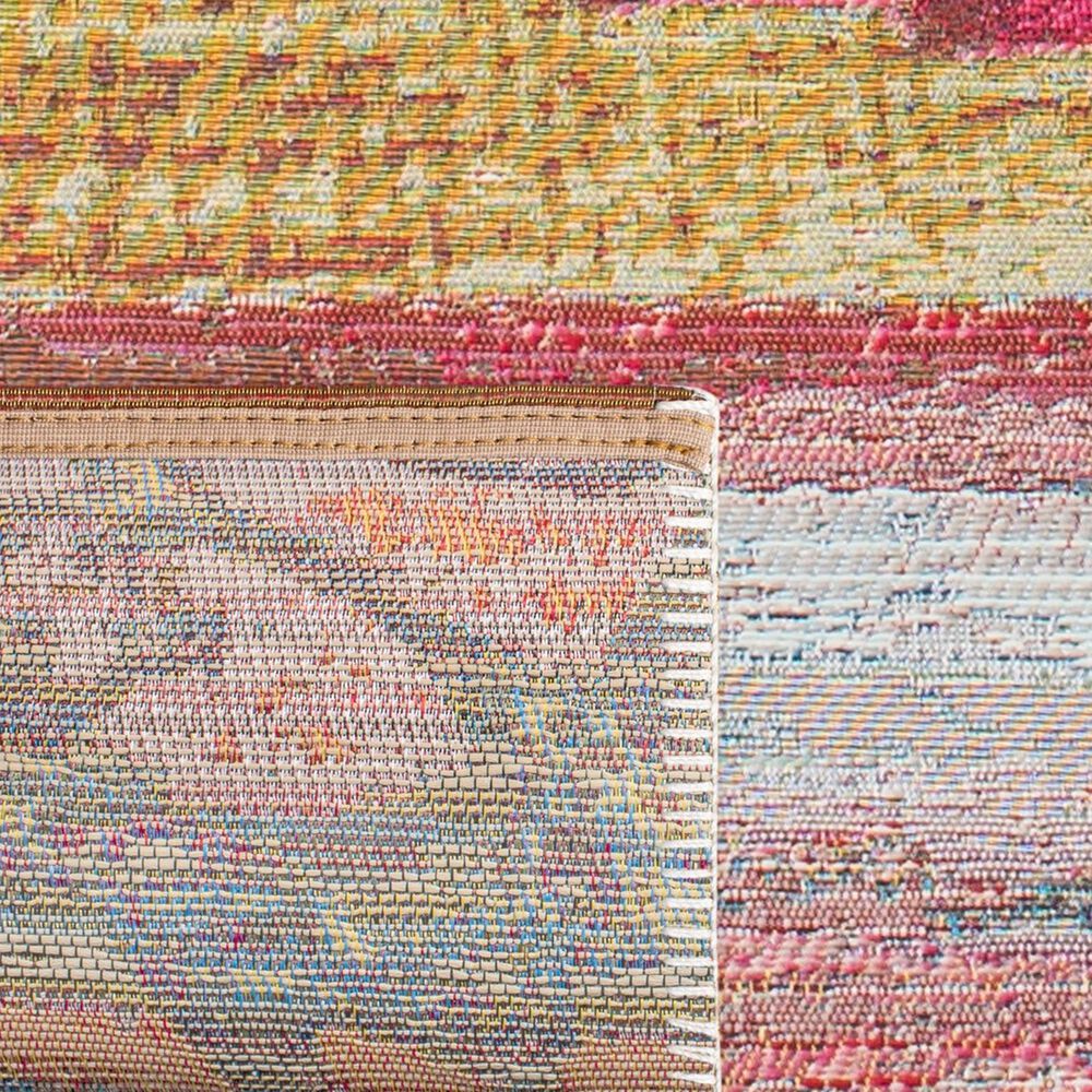 Safavieh Barbados Tropical Abstract 3&#39;3&quot; x 5&#39;  Light Blue and Pink Indoor/Outdoor Area Rug, , large