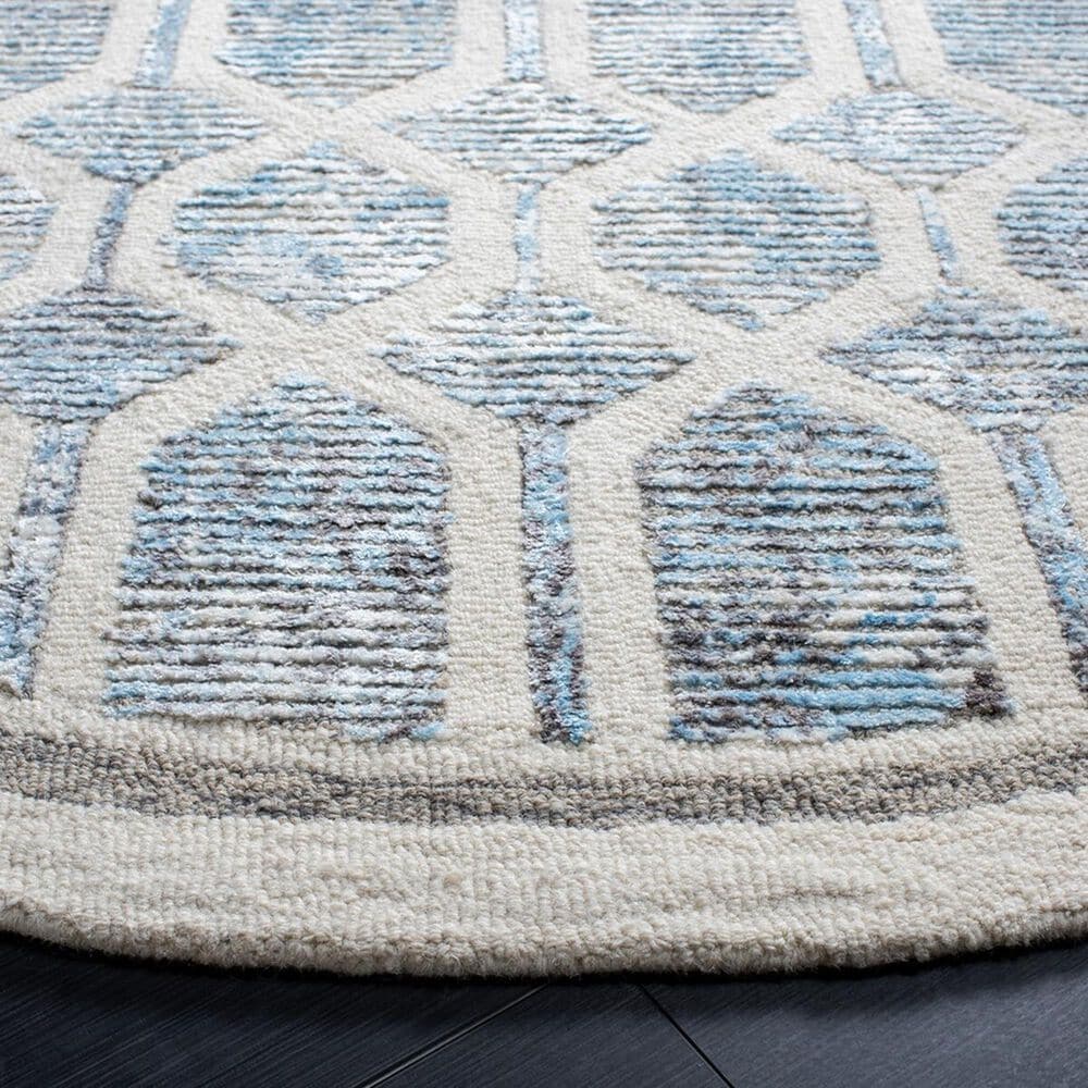 Safavieh Artistry ARR665M 7&#39; Round Ivory and Blue Area Rug, , large