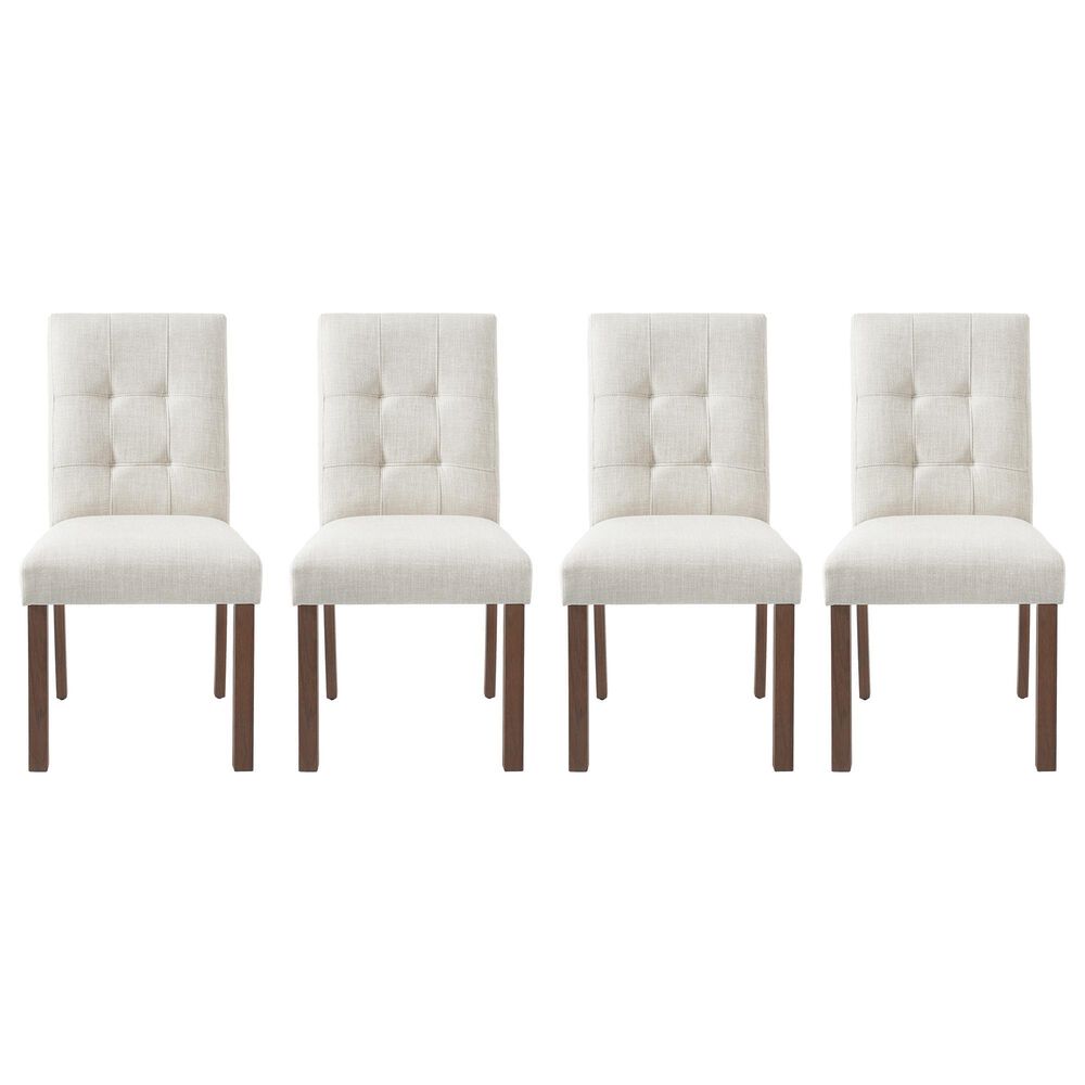 Hearth and Haven Side Chair with Beige Cushion in Wanut (Set of 4), , large