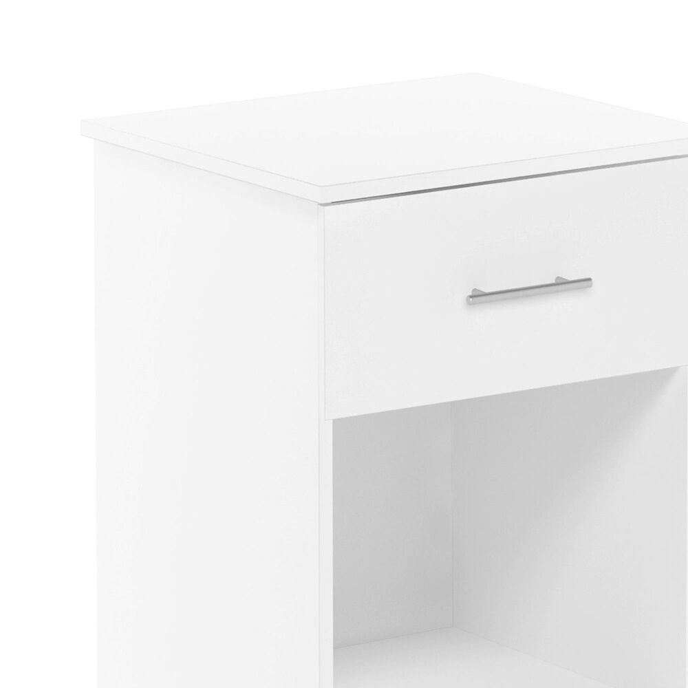 HOMLUX 1-Drawer Modern Nightstand with Bar Handle in Solid White, , large