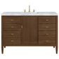 James Martin Vanities Myrrin 48" Vanity in Mid-Century Walnut with 3 cm Carrara White Marble Top, , large