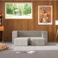 Jaxx Zipline 3-Piece Stationary Convertible Sleeper Loveseat in Grey Velvet, , large