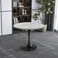 Leisuremod LeisureMod Verve Collection 36 Round Dining Table, Black Base with Laminated White Marbleized Top, , large
