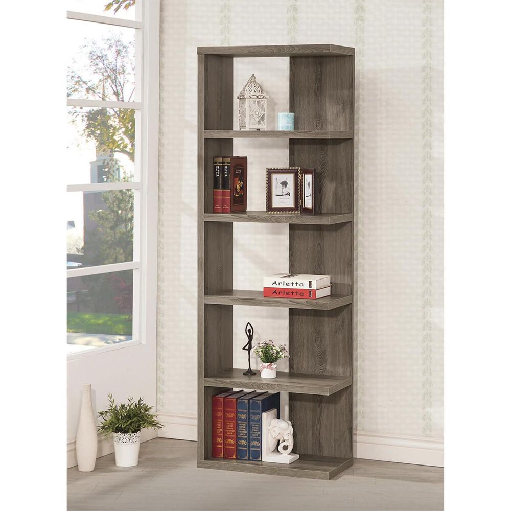 Pacific Landing 5-Shelf Bookcase in Dark Grey, , large