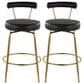 Lumisource Rhonda Swivel Counter Stool with Black Cushion in Gold (Set of 2), , large