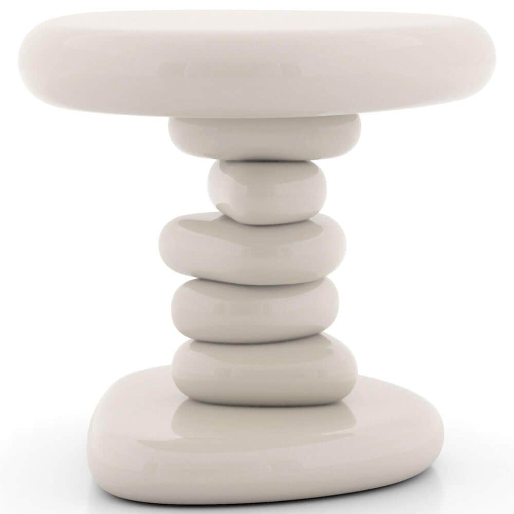 Furniture of America Rene Glossy End Table in Cream, , large