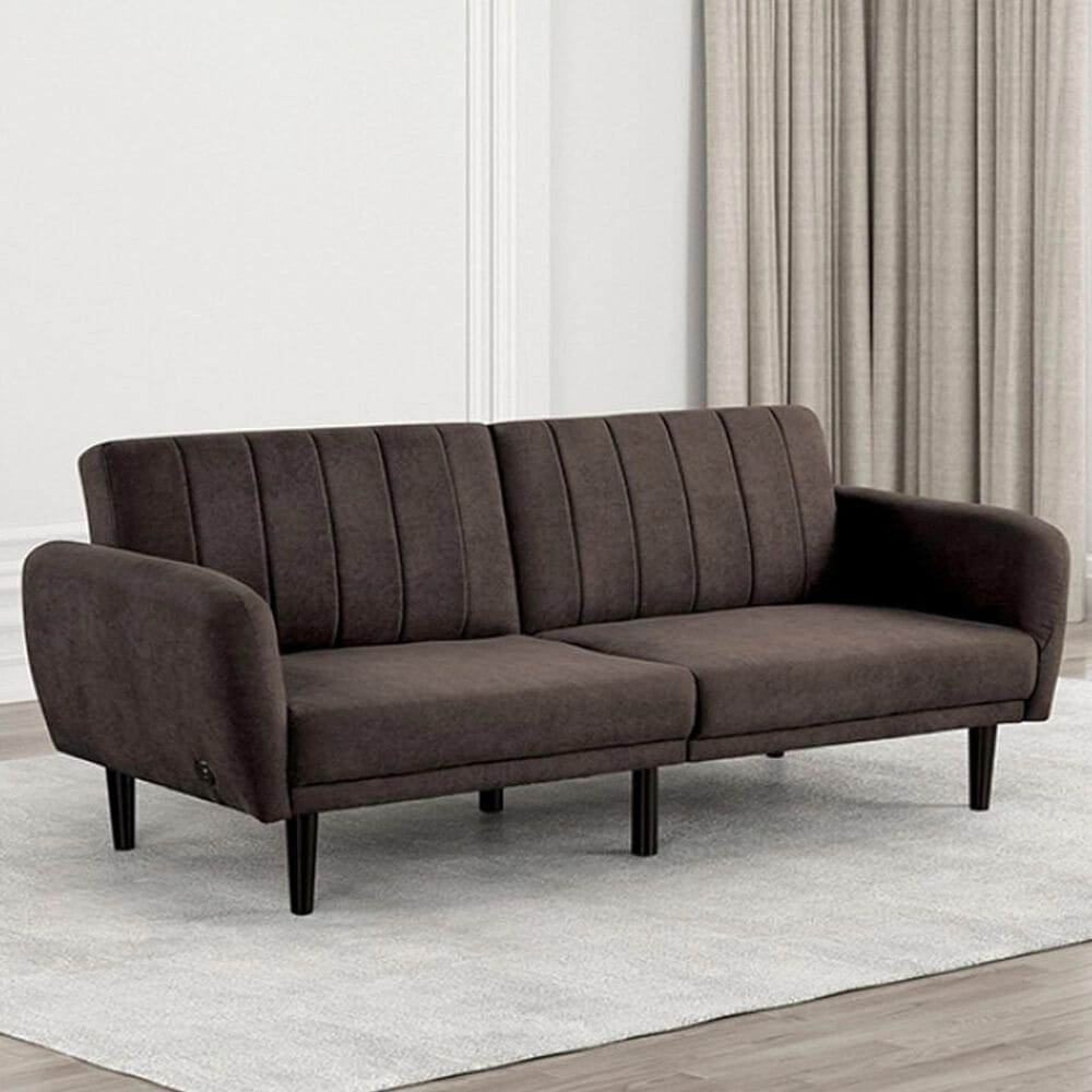 Furniture of America Aristide Futon Sofa in Brown, , large