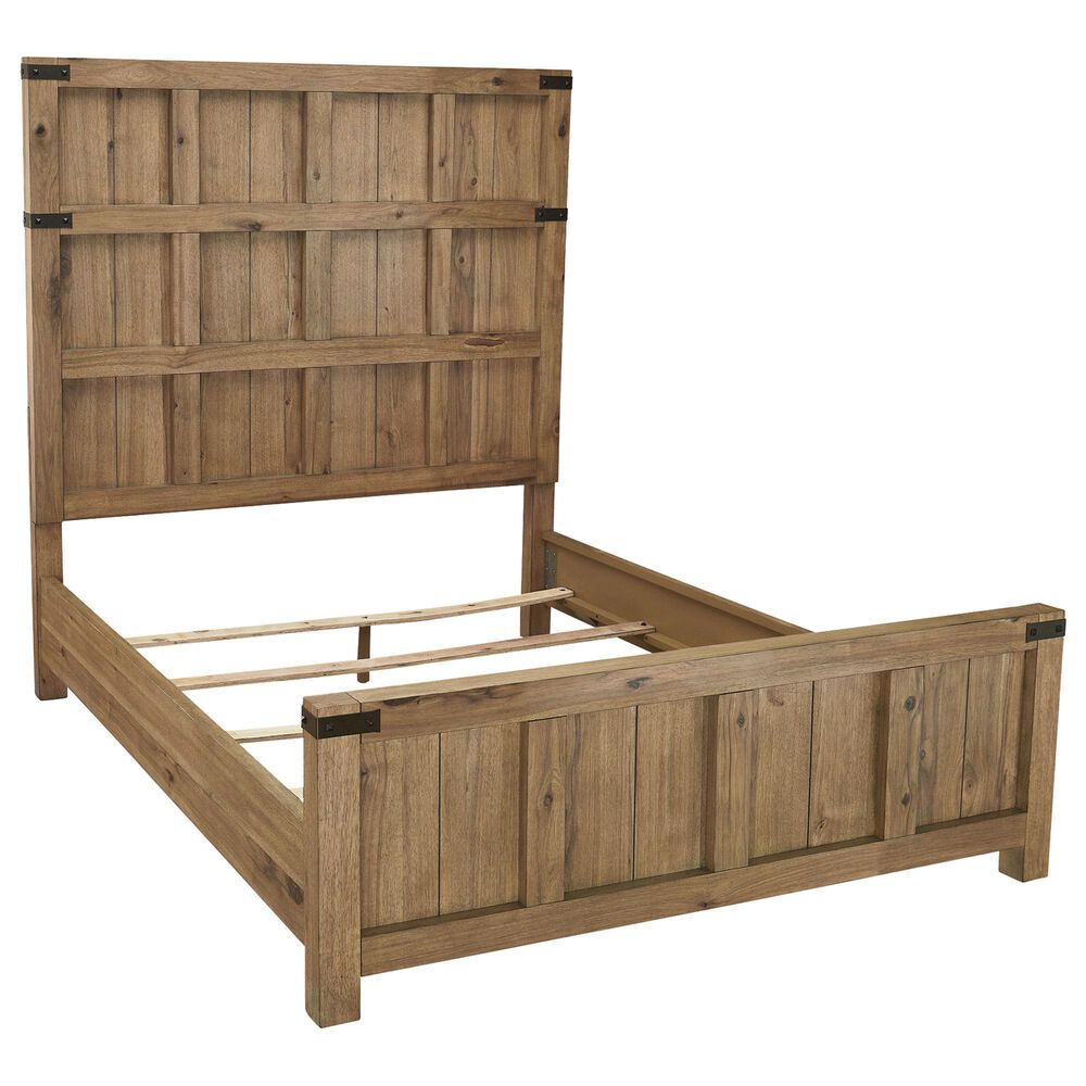 Millenium Ridgester Queen Panel Bed with Dresser, Chest and Two Nightstands in Light Brown with USB Ports, , large