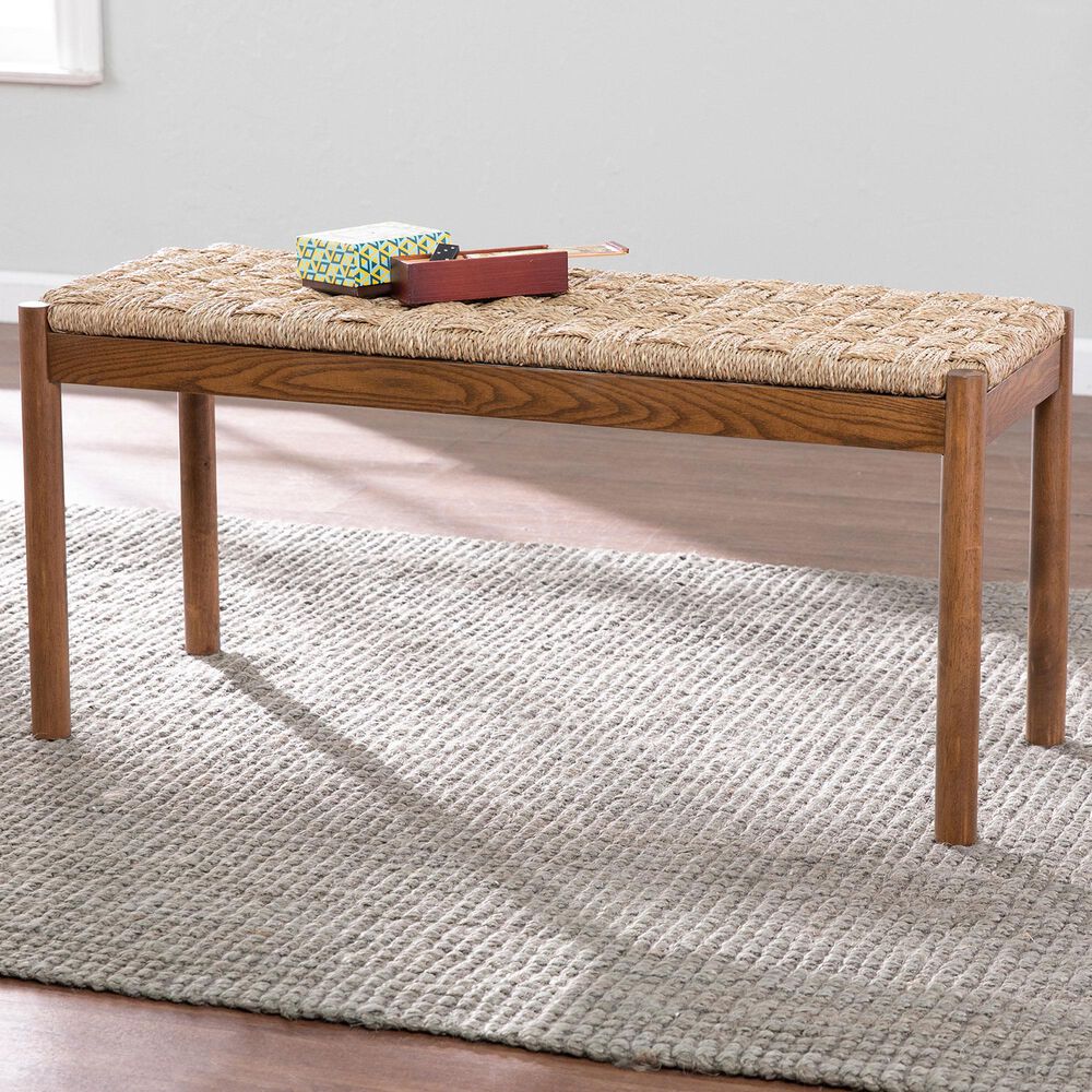 Southern Enterprises Scalby Bench in Brown/Natural Seagrass, , large