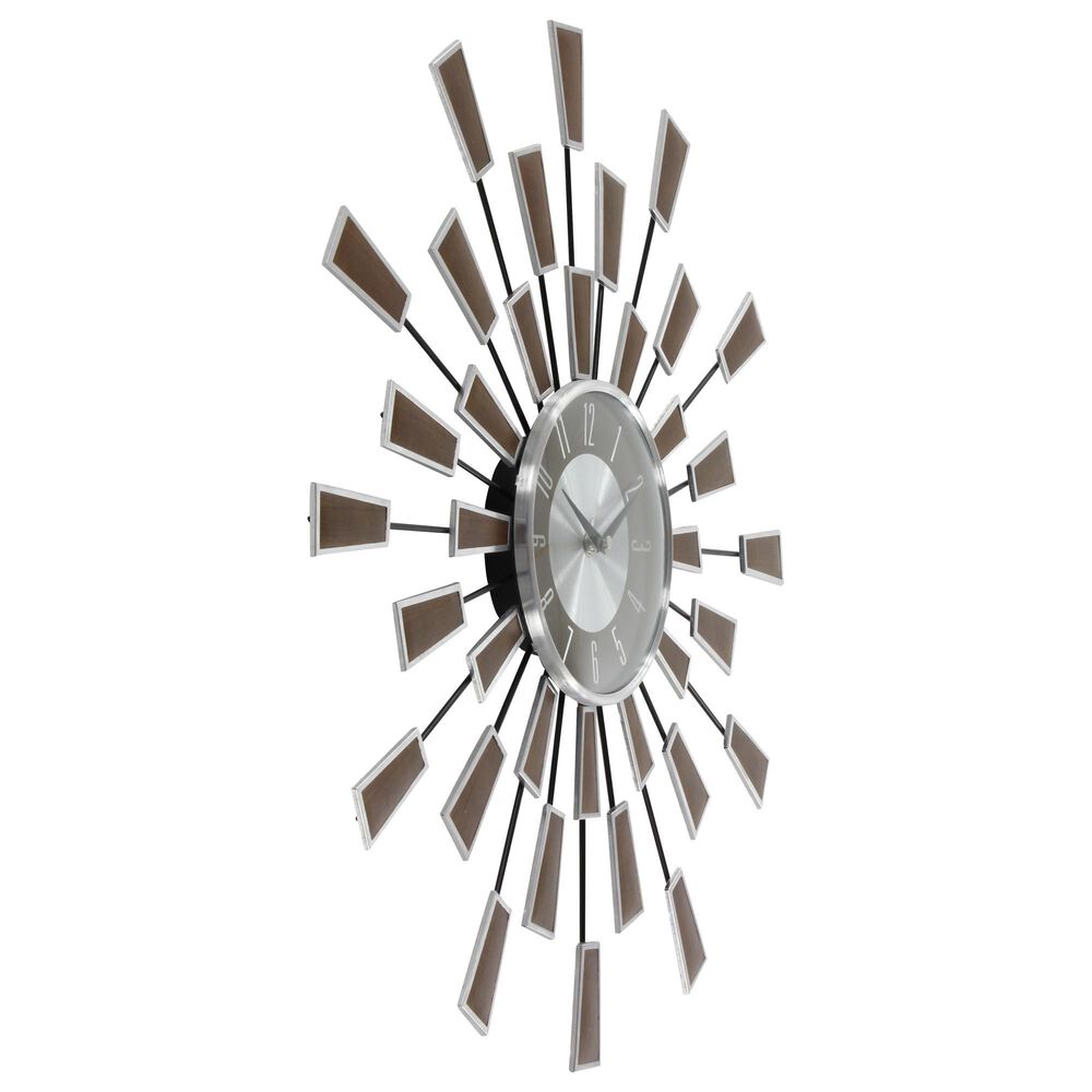 Maple and Jade Wall Clock in Silver and Black, , large
