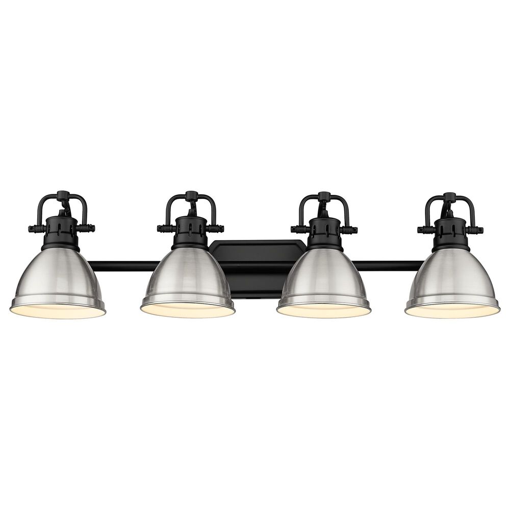 Golden Lighting Duncan 4-Light Vanity Light with Pewter Shade in Matte Black, , large