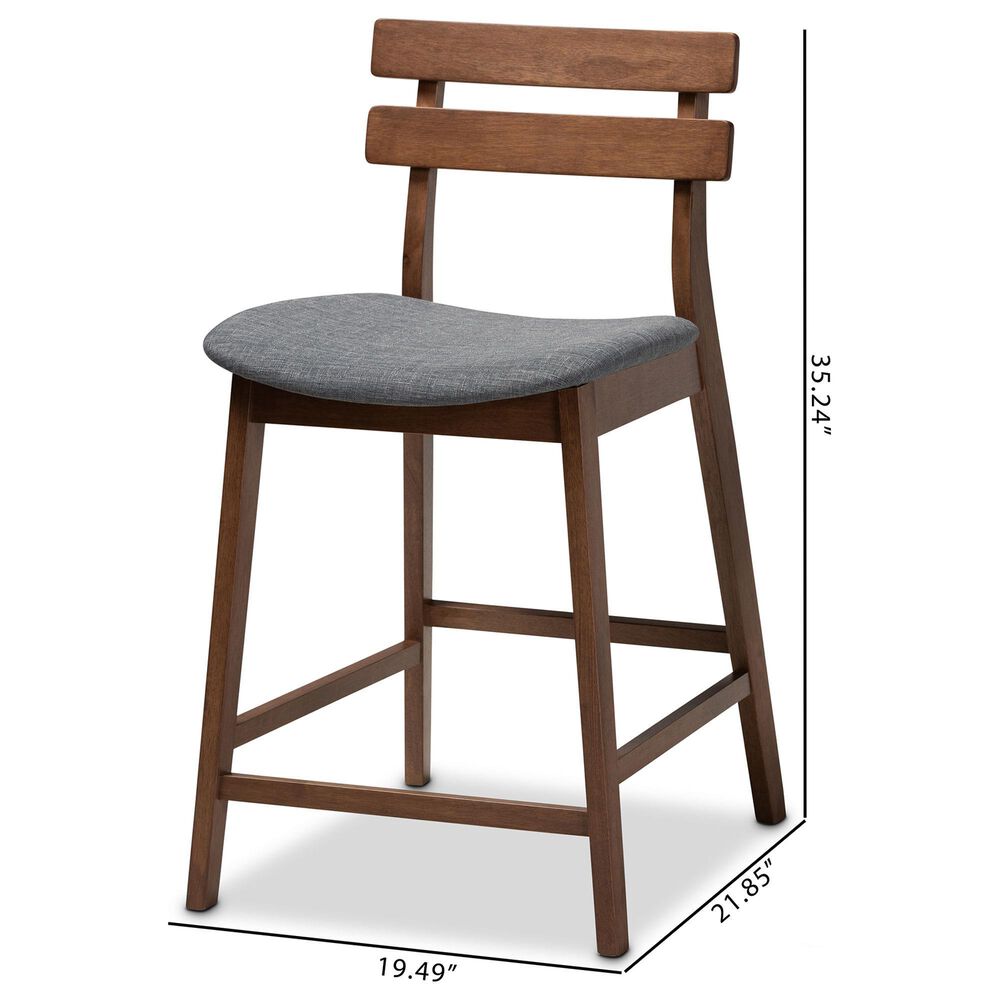 Baxton Studio Larine Counter Stool with Dark Grey Cushion in Walnut (Set of 2), , large