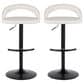 LumiSource Grotto Adjustable Bar Stool with White Faux Leather Upholstery in Black (Set of 2), , large