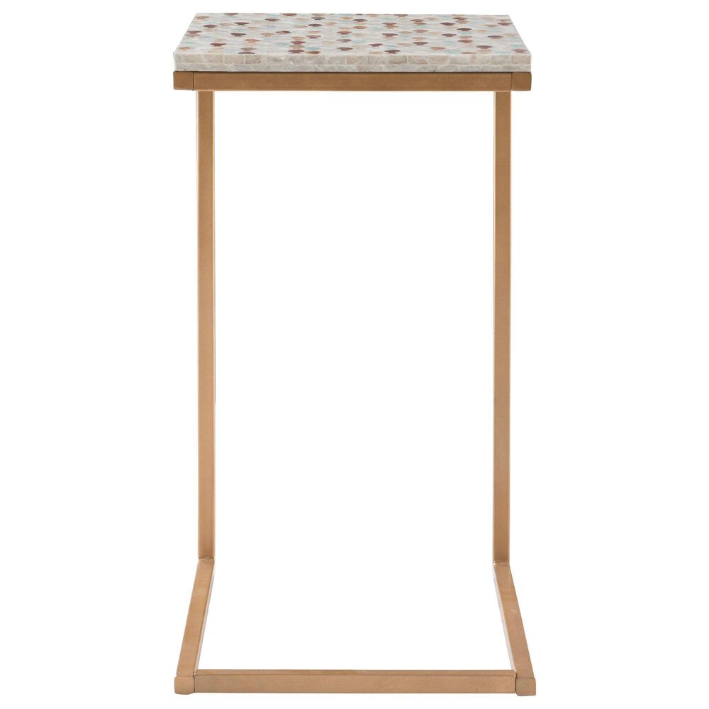 Linon Home Decor Priscille Accent C Table in Gold and Off-White, , large