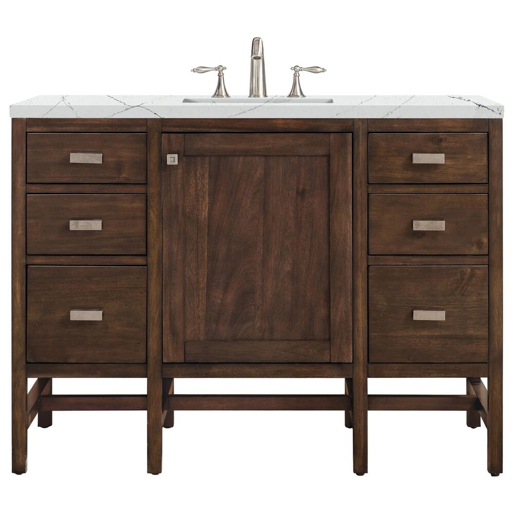 James Martin Vanities Addison 48" Single Bathroom Vanity in Mid Century Acacia with 3 cm Ethereal Noctis Quartz Top and Rectangular Sink, , large