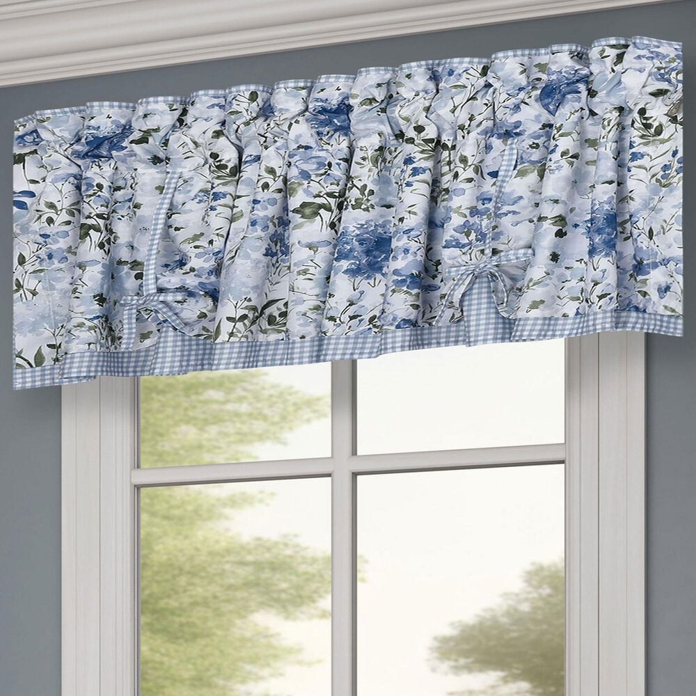 J. Queen New York Kourtney 72&quot; x 18&quot; Tie-Up Window Valance in Blue and Green, , large