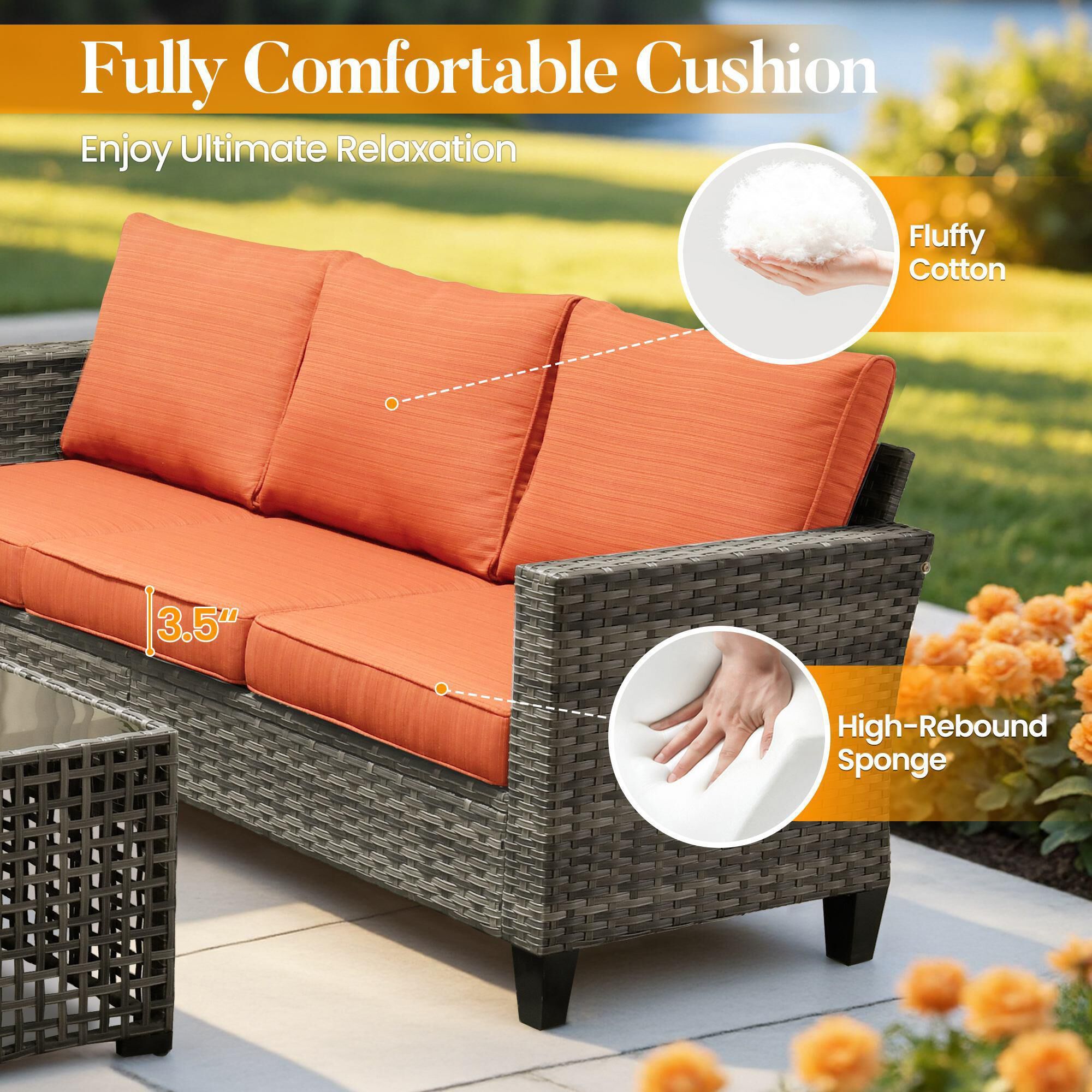 HOMLUX 9-Piece Patio Furniture Set in Orange