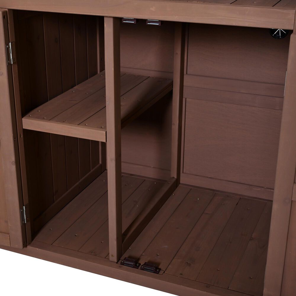HOMLUX 41.9" Outdoor Extendable Kitchen Island in Brown, , large