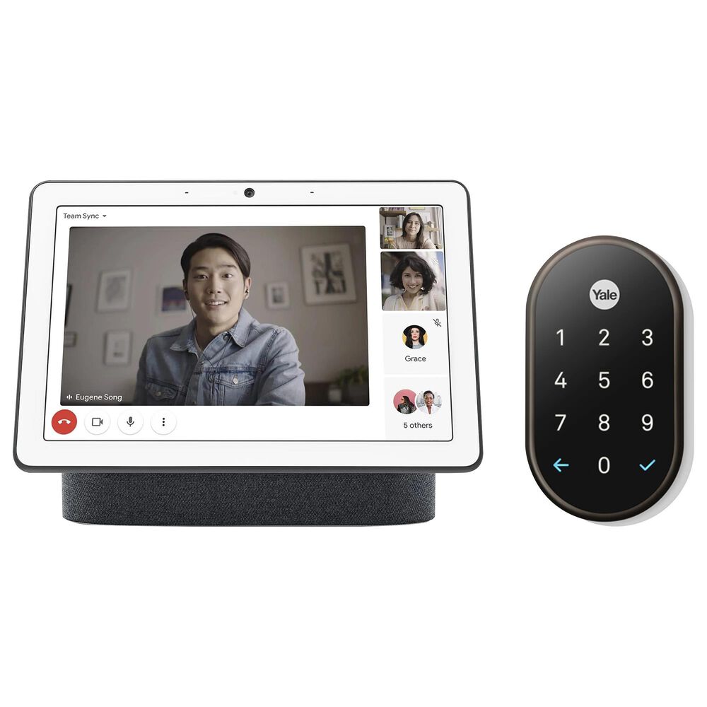 HP Nest Hub Max - Charcoal + Yale Lock Electronic Deadbolt in Oil Rubbed Bronze, , large
