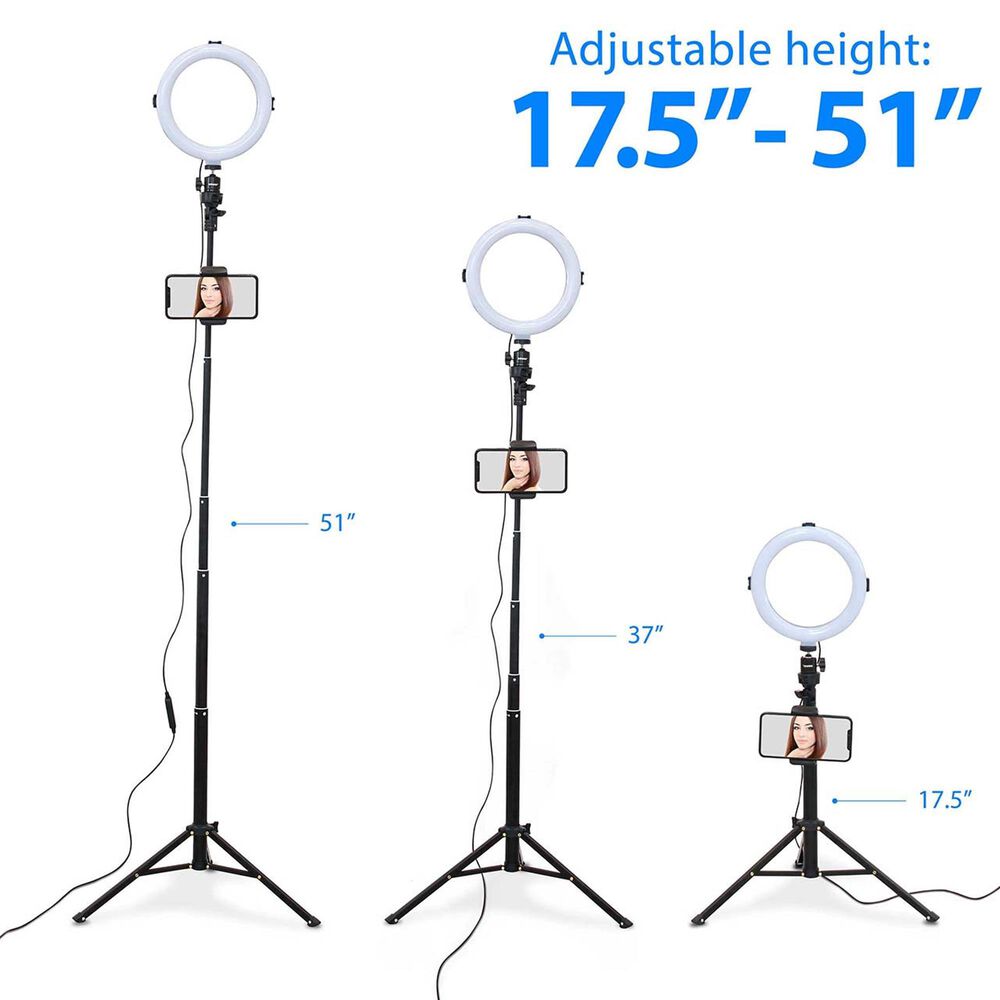 Bower 8&quot; Ring Light Studio Kit with 51&quot; Extendable Tripod, , large