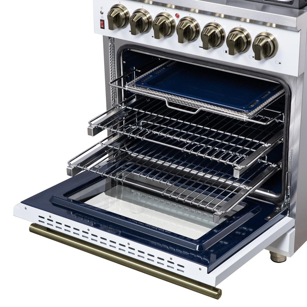Forno Massimo 30" Freestanding Dual Fuel Range in White, , large