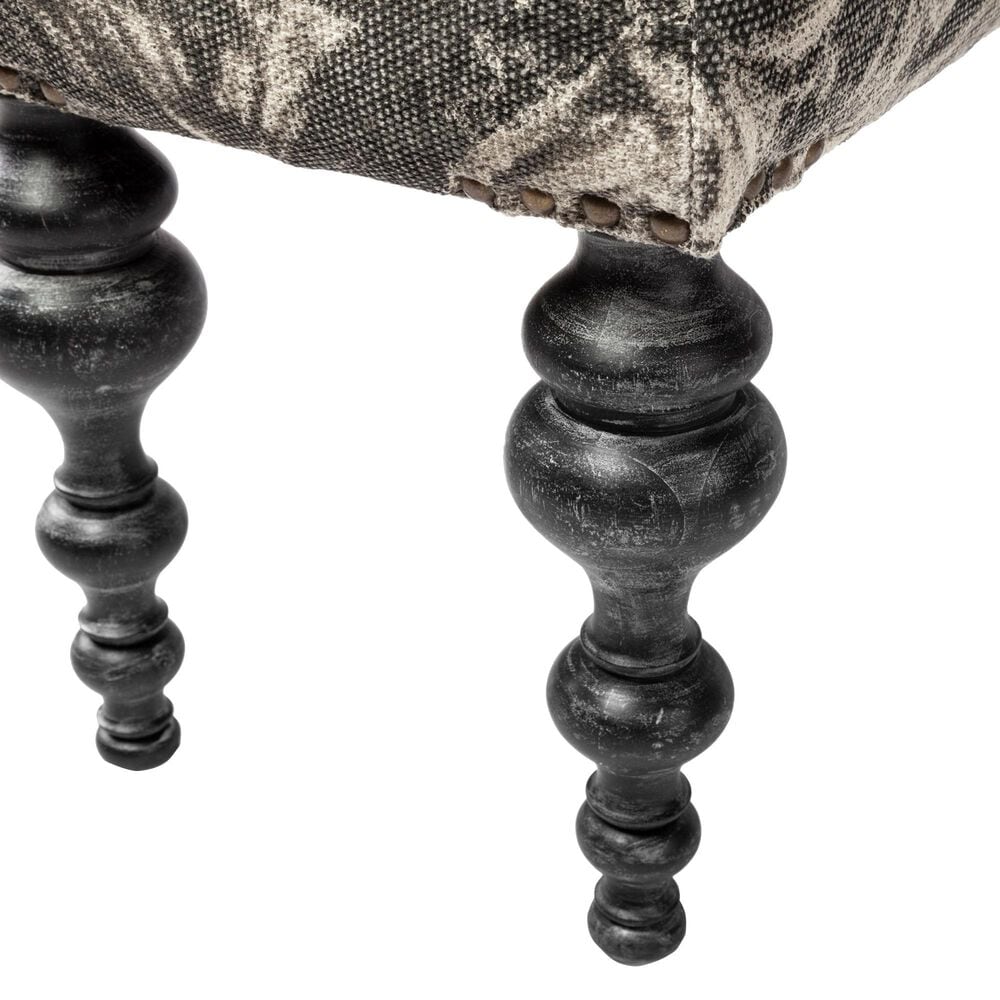 Mercana Alhambra Accent Bench with Gray Cushion Seat in Black, , large