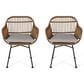 Hearth and Haven Rodney Outdoor Chair with Beige Cushion in Brown (Set of 2), , large