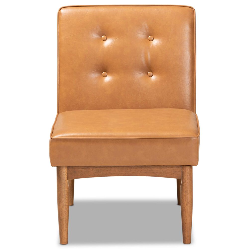 Baxton Studio Arvid Side Chair with Tan Cushion in Walnut Brown, , large