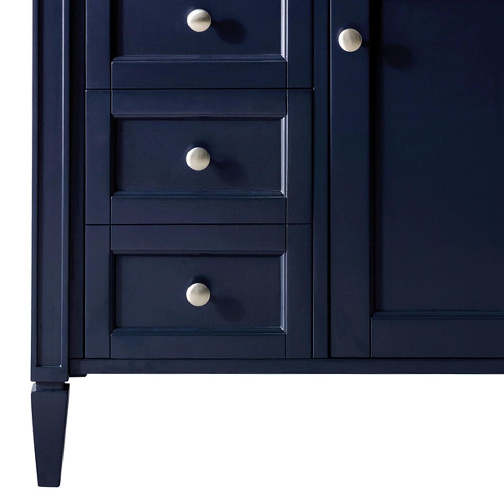 James Martin Vanities Brittany 30" Single Bathroom Vanity in Victory Blue with Single Hole 3 cm White Zeus Quartz Top and Rectangular Sink, , large