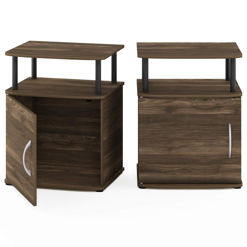 HOMLUX 3-Tier Utility Design End Table with Door in Columbia Walnut and Black (Set of 2), , large
