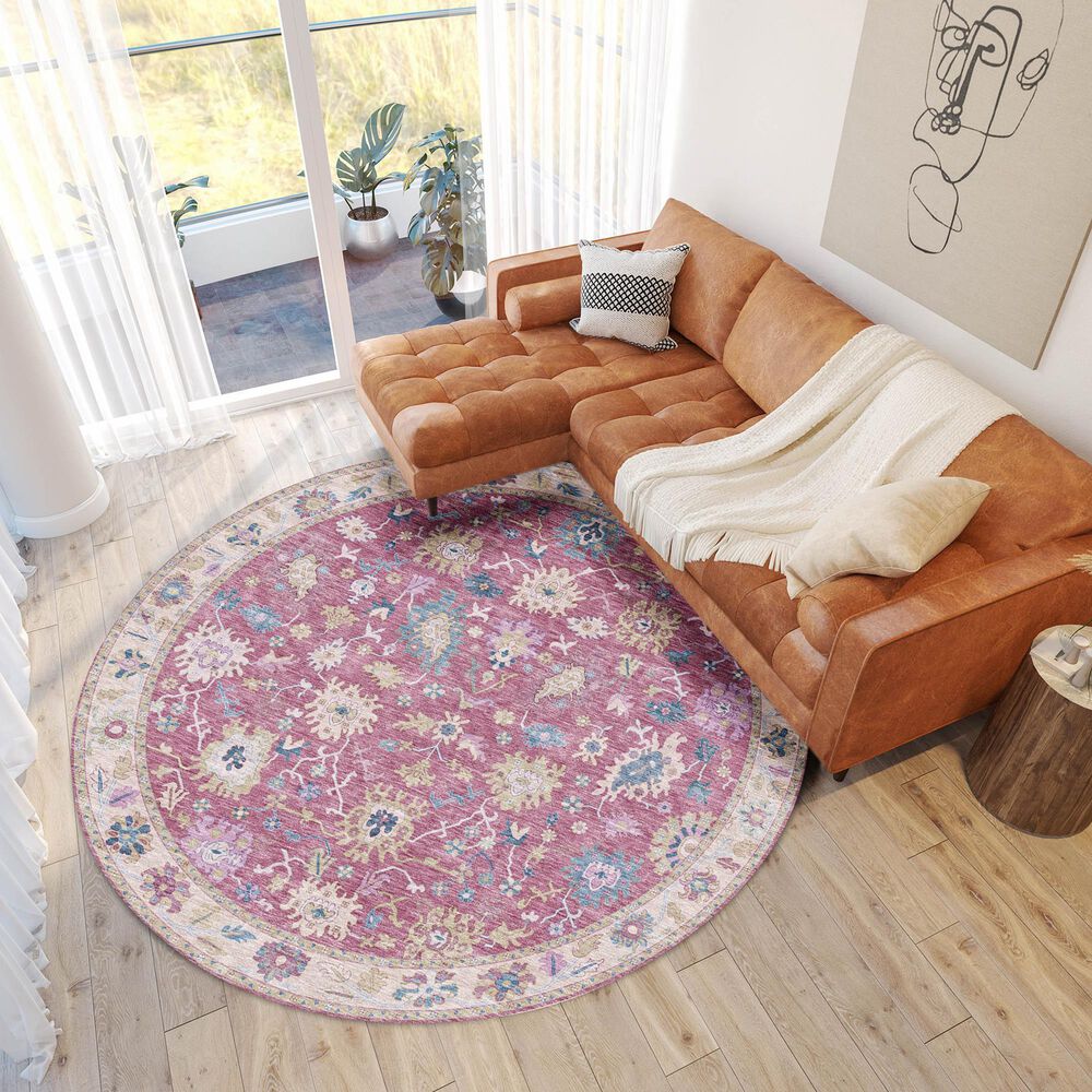 Dalyn Rug Company Hatay 8&#39; Round Pink Area Rug, , large