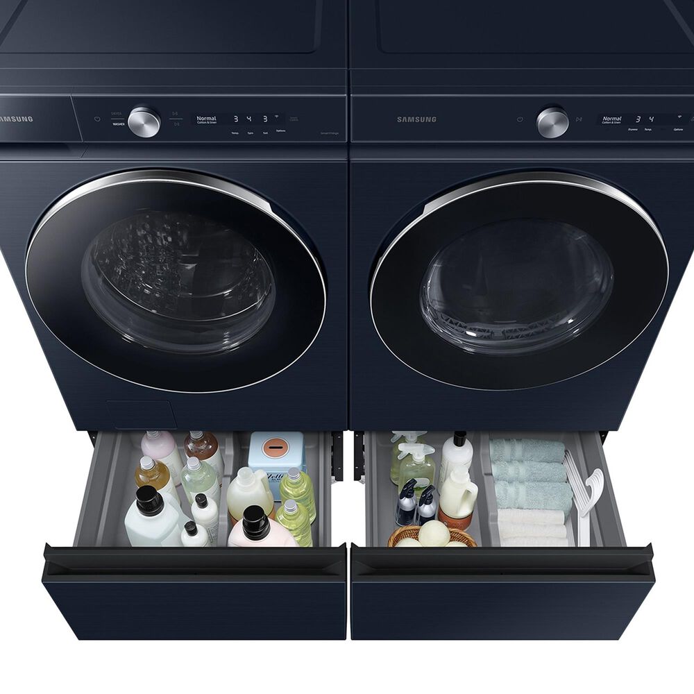 Samsung Bespoke 5.3 Cu. Ft. Front Load Washer and 7.6 Cu. Ft. Electric Dryer Laundry Pair with Pedestal in Brushed Navy, , large