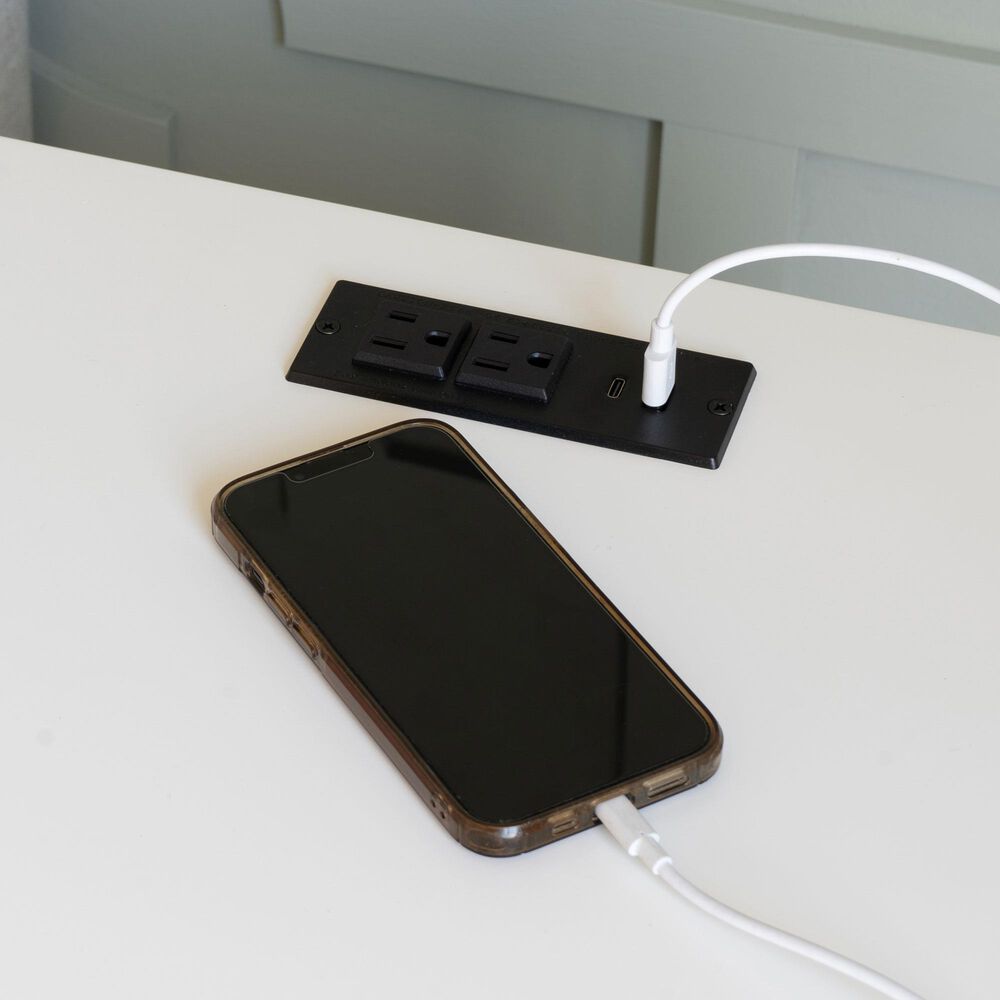 Linon Home Decor Birkdale Accent Table with USB Port in White, , large