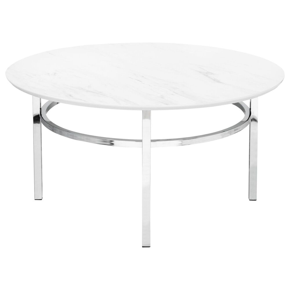 Furniture of America Ritter Coffee Table in White and Chrome, , large