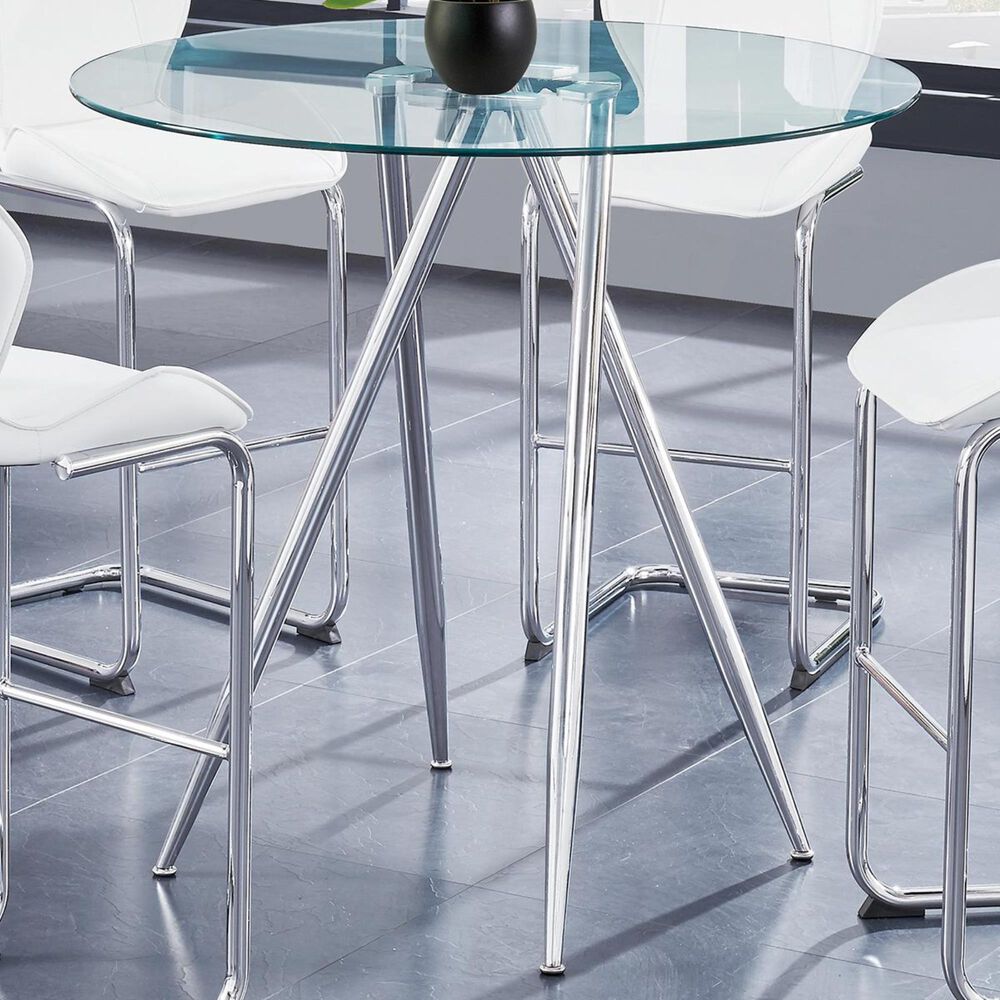 Global Furniture USA Bar Table with Glass Top in Chrome, , large