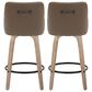 LumiSource Hannah Swivel Counter Stool with Brown Faux Leather Upholstery in Whitewashed and Black (Set of 2), , large