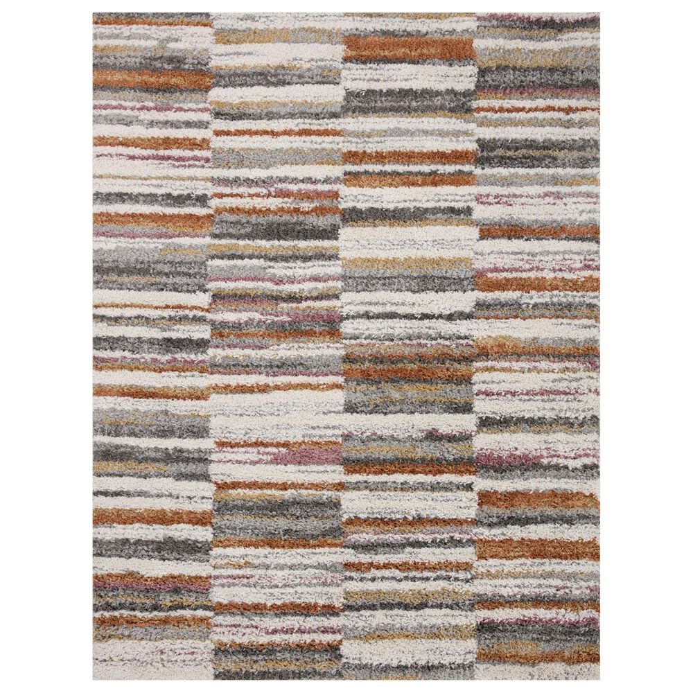 Loloi Levitt Shag 2"3" x 4" Ivory and Sunset Area Rug, , large