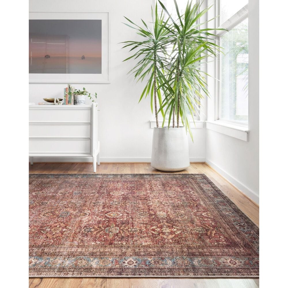 Loloi II Layla LAY-01 3&#39;6&quot; x 5&#39;6&quot; Brick and Blue Area Rug, , large