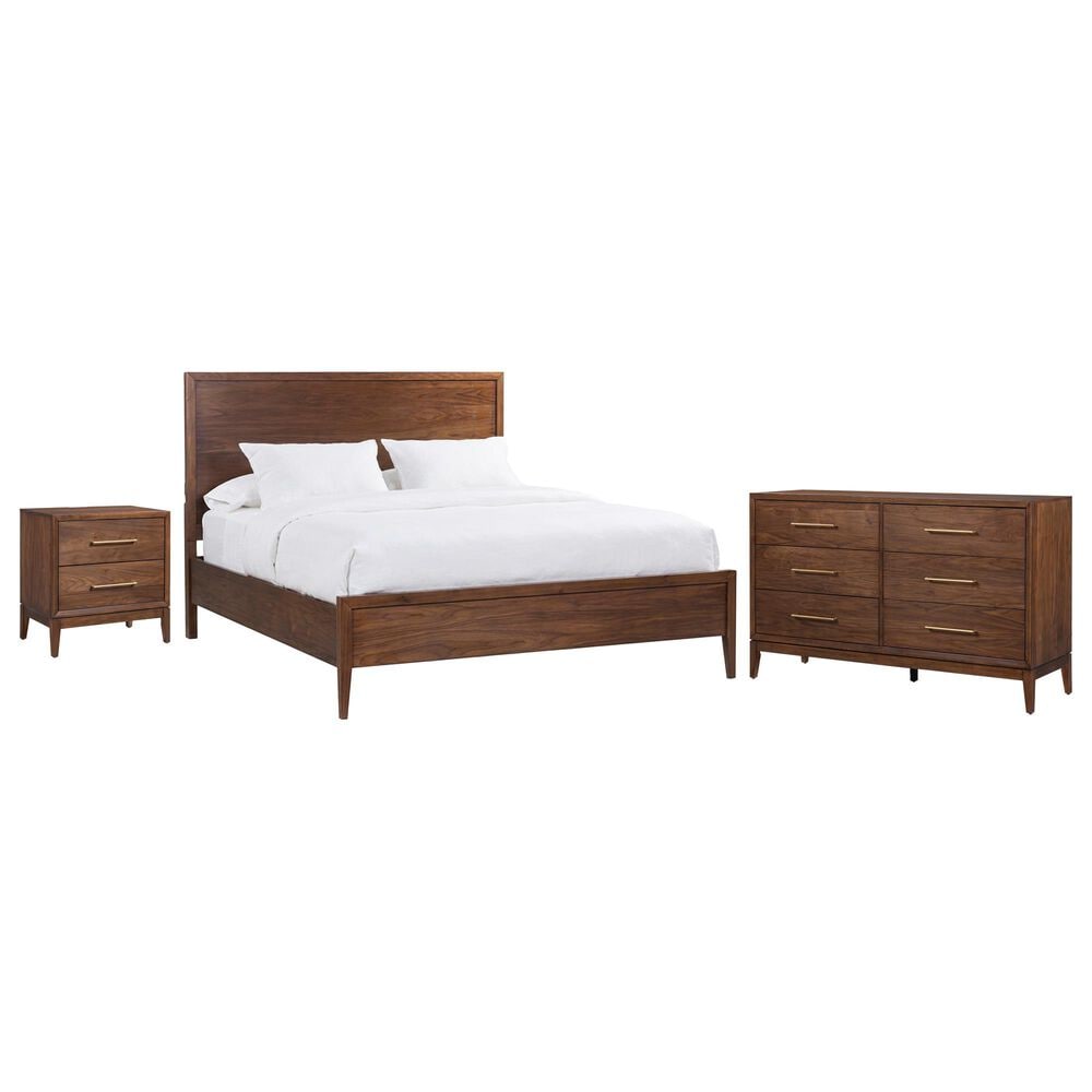 Riva Ridge Jasper 3 Piece King Panel Bedroom Set in Modern Walnut, , large