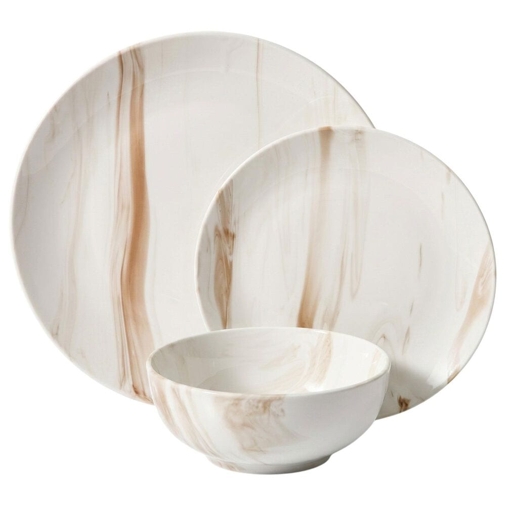 Gibson Homewares Clouldlight 12-Piece Dinnerware Set in Brown, , large