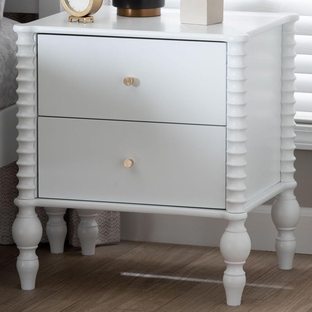 Baxton Studio Callison 2-Drawer Nightstand in White, , large