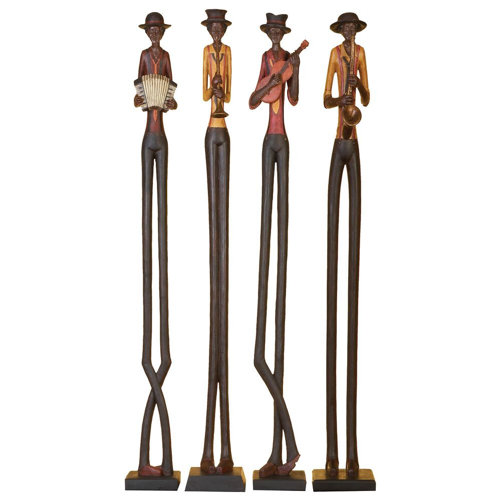 Maple and Jade Jazz Musician Sculptures in Brown, Gold, Red and Black (Set of 4), , large