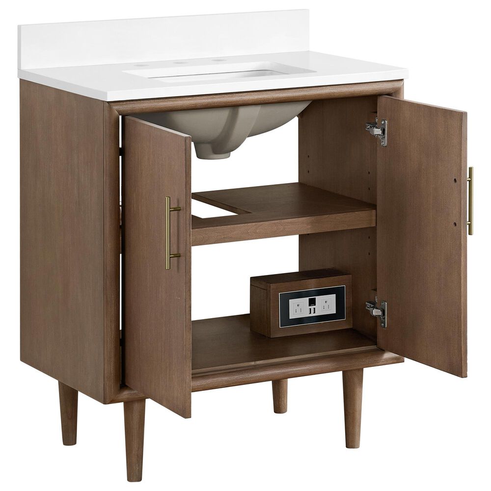 37B Mertola 30" Single Bathroom Vanity Cabinet in Walnut Drift with White Composite Stone Top and Backsplash, , large