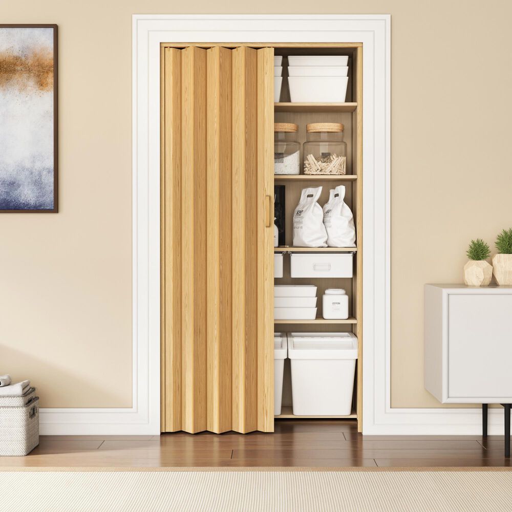 Rta Products Llc Studio 48&quot; PVC Foldable Accordion Doors in Golden Oak, , large