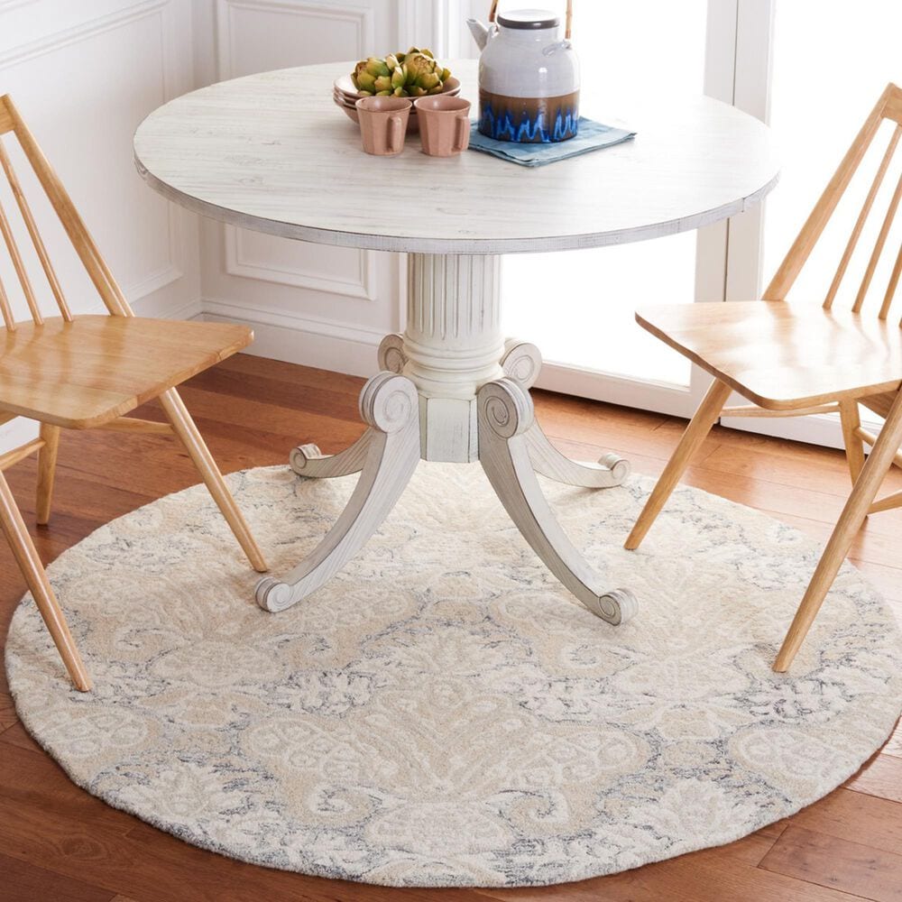 Safavieh Micro-Loop Damask 5&#39; Round Charcoal and Ivory Area Rug, , large