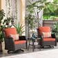 HOMLUX 3-Piece Patio Conversation Set with Swivel Chairs in Orange Red, , large