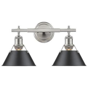Golden Lighting Orwell PW 2-Light Bath Vanity in Pewter with Black Shade, , large