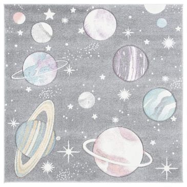 Safavieh Carousel 6"7" Square Grey and Lavender Kids  Area Rug, , large