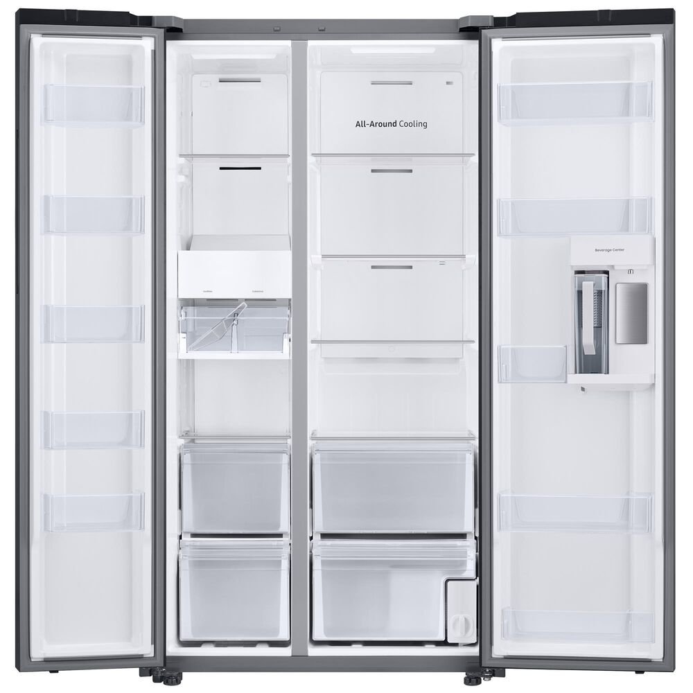 Samsung Bespoke Bespoke Side-by-Side Refrigerator &#40;28 cu. ft.&#41; with Beverage Center in White Glass, , large